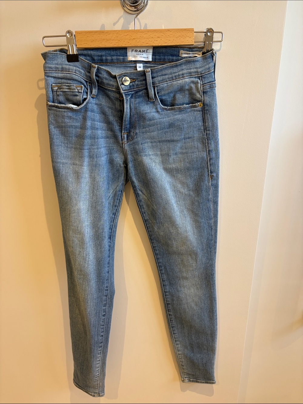 Frame Denim Blue Slim Women's Jeans le skinny de jeanne crop size 25